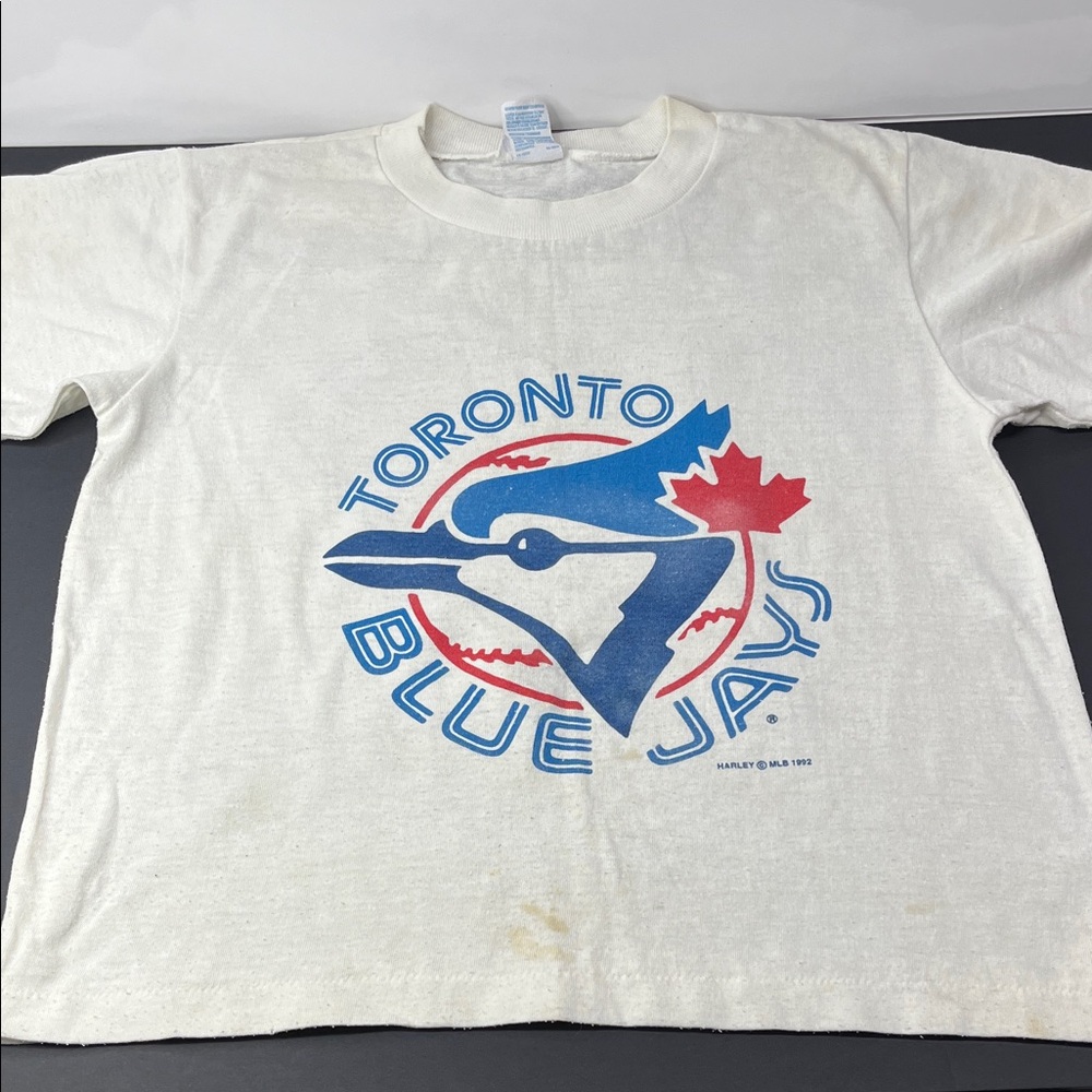 Vintage 1992 Toronto Blue Jays Kids Large Tee Single Stitch Rough condition